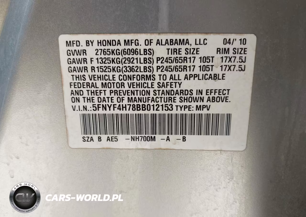 2011 Honda Pilot Ex-L VIN:5FNYF4H78BB012153 - 9