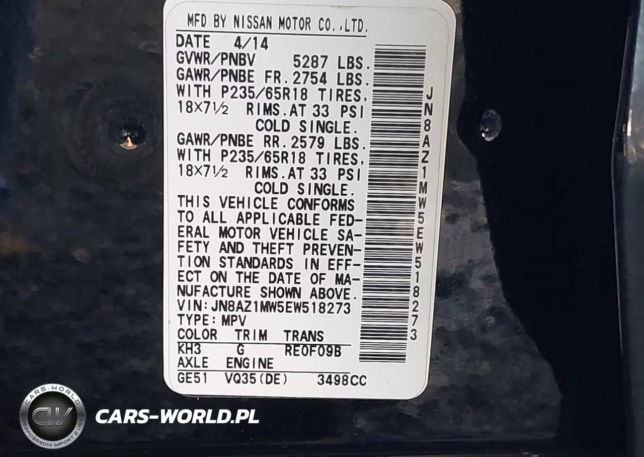 2014 Nissan Murano S VIN:JN8AZ1MW5EW518273 - 9