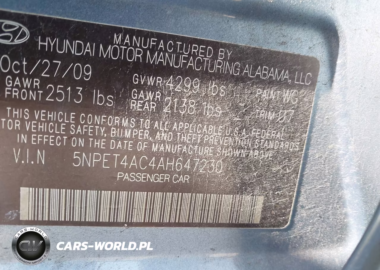 2010 Hyundai Sonata Gls VIN:5NPET4AC4AH647230 - 9