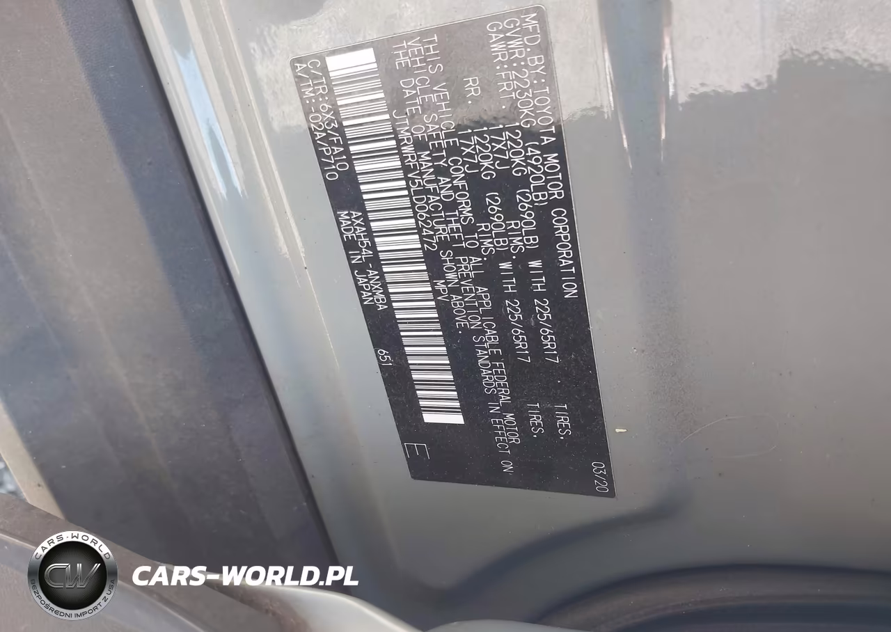 2020 Toyota Rav4 Hybrid Xle VIN:JTMRWRFV5LD062472 - 9