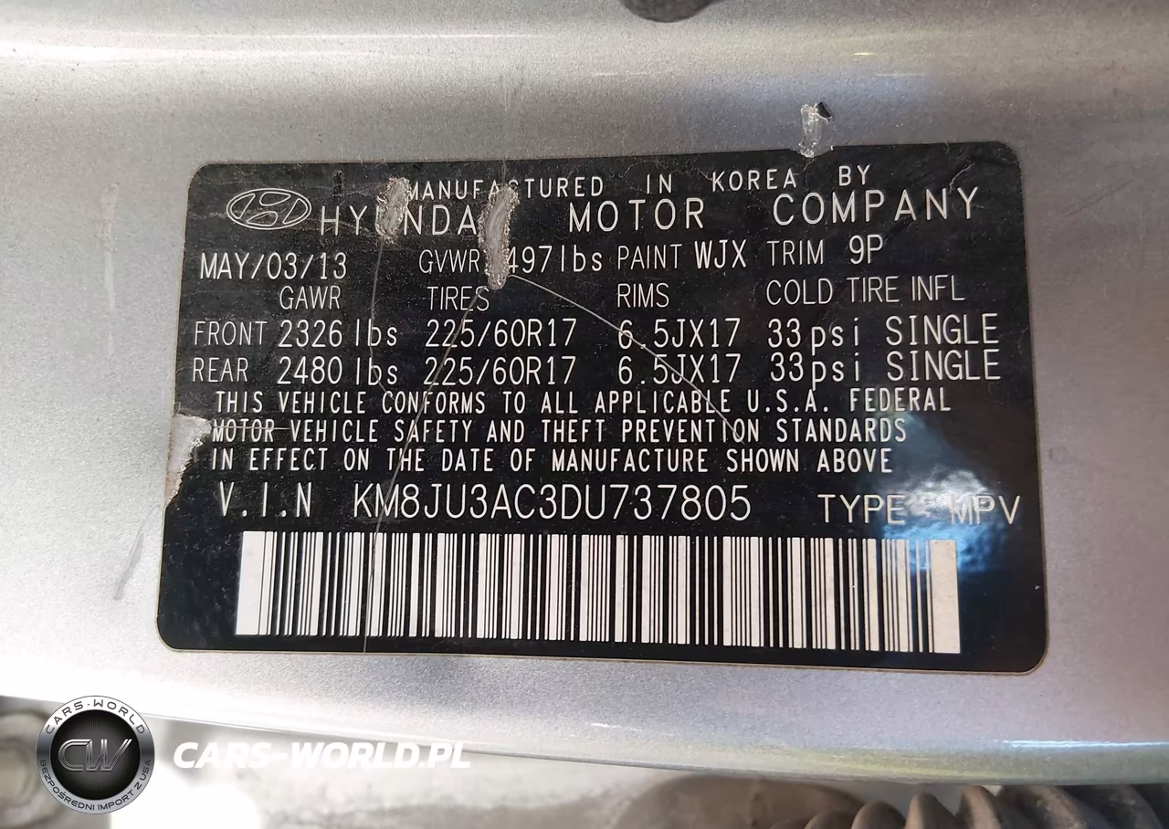 2013 Hyundai Tucson Gls VIN:KM8JU3AC3DU737805 - 9