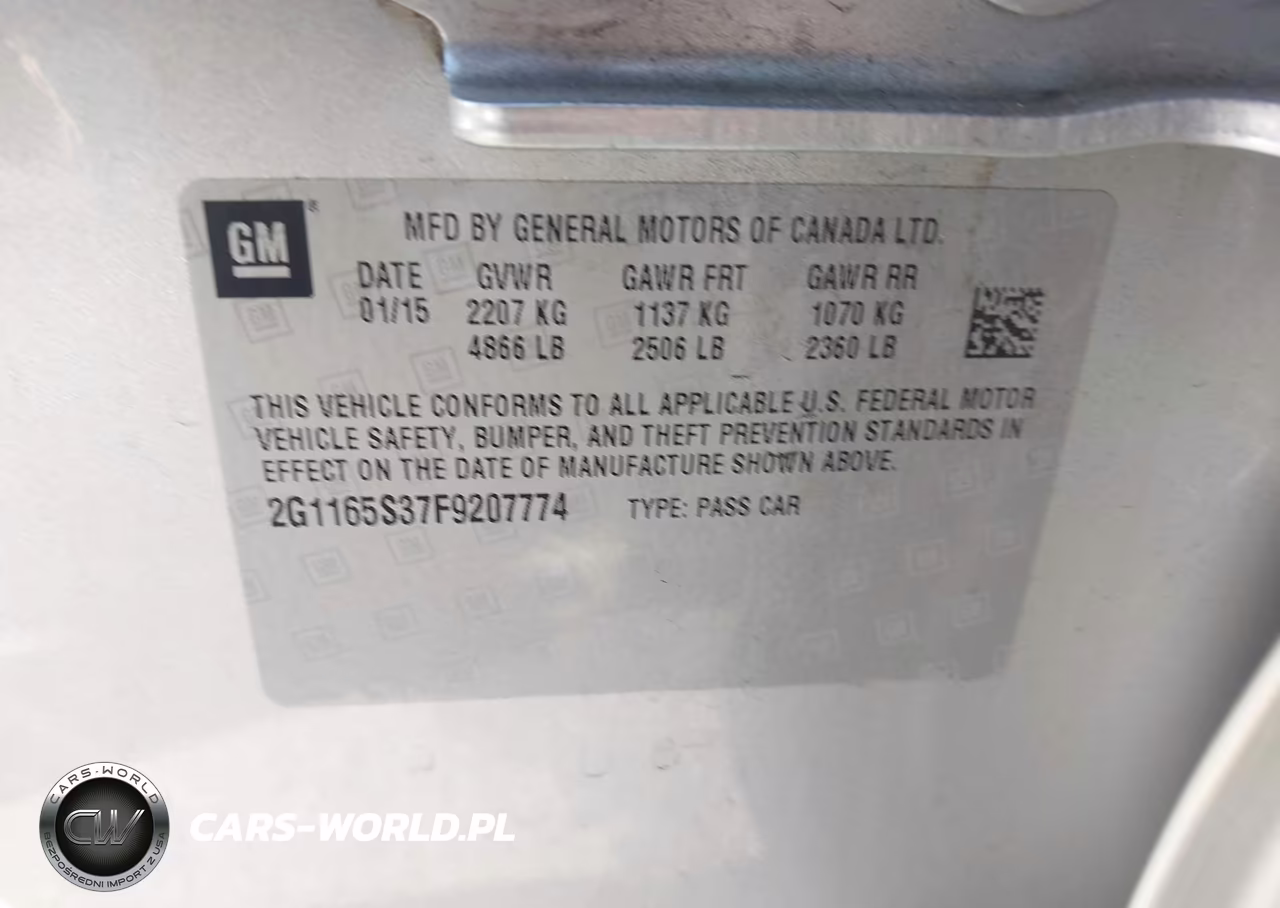 2015 Chevrolet Impala 2Lz VIN:2G1165S37F9207774 - 9