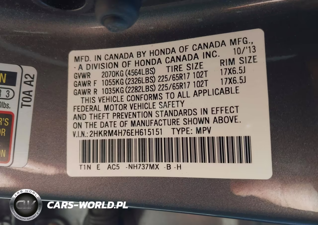2014 Honda Cr-V Ex-L VIN:2HKRM4H76EH615151 - 9