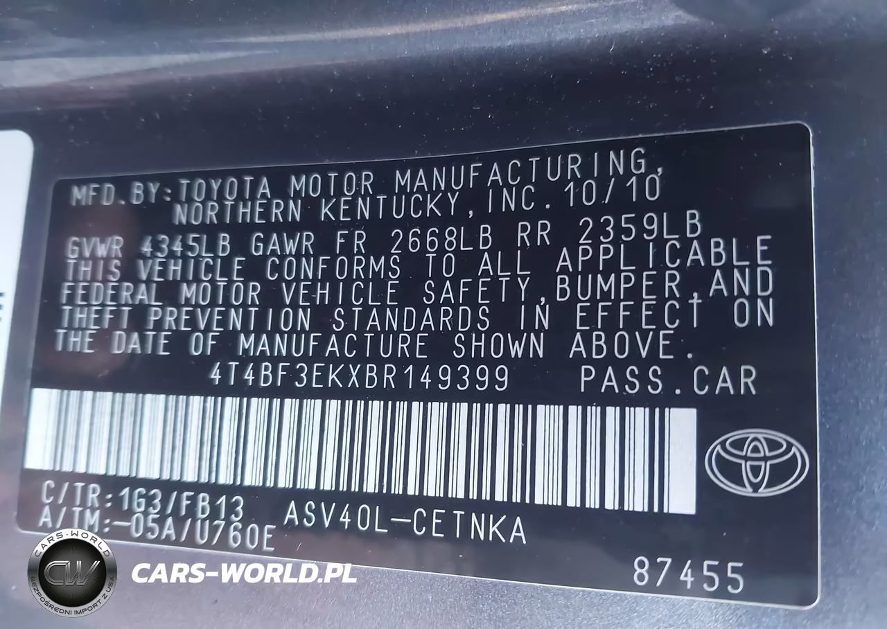 2011 Toyota Camry Le VIN:4T4BF3EKXBR149399 - 9