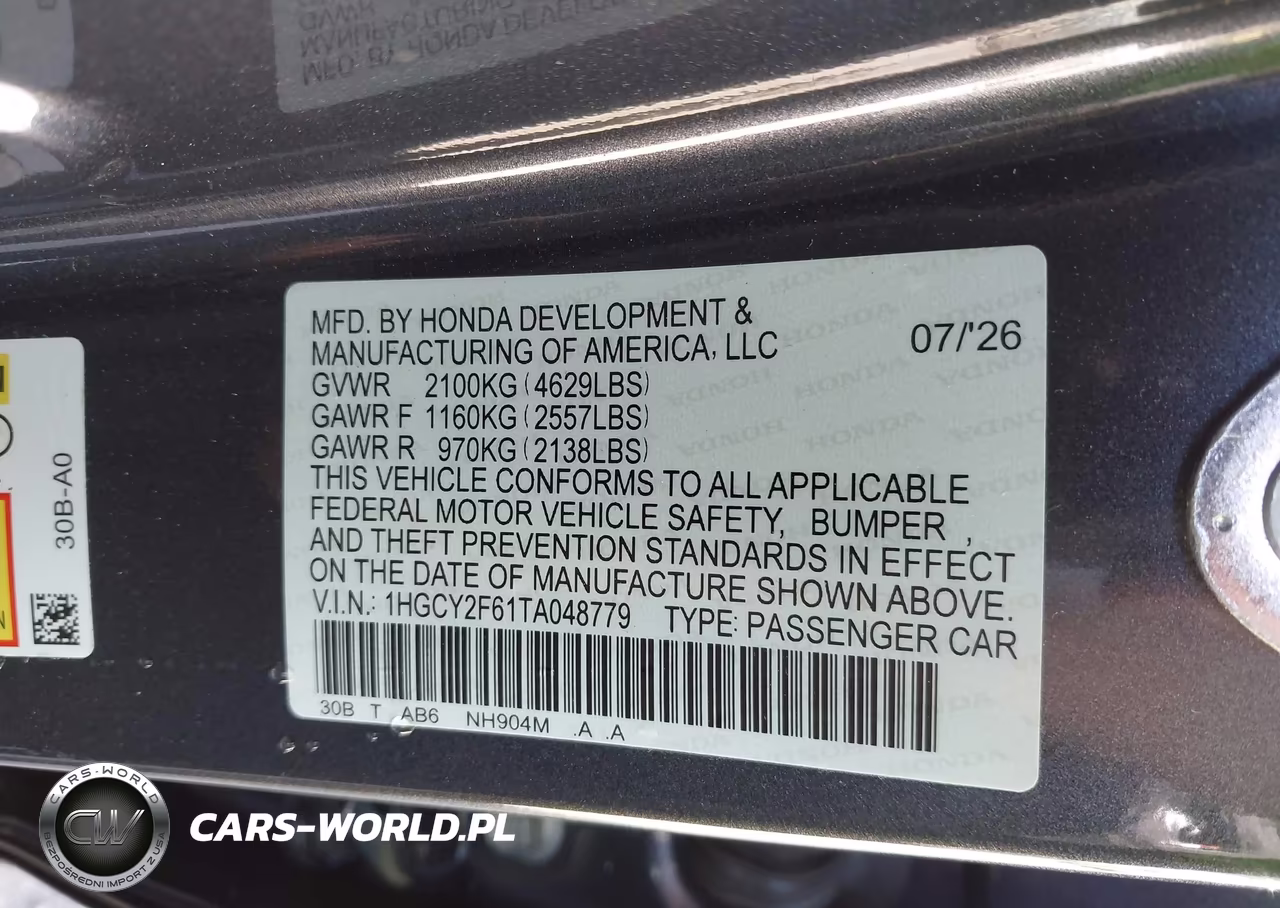 2026 Honda Accord Hybrid Ex-L VIN:1HGCY2F61TA048779 - 9