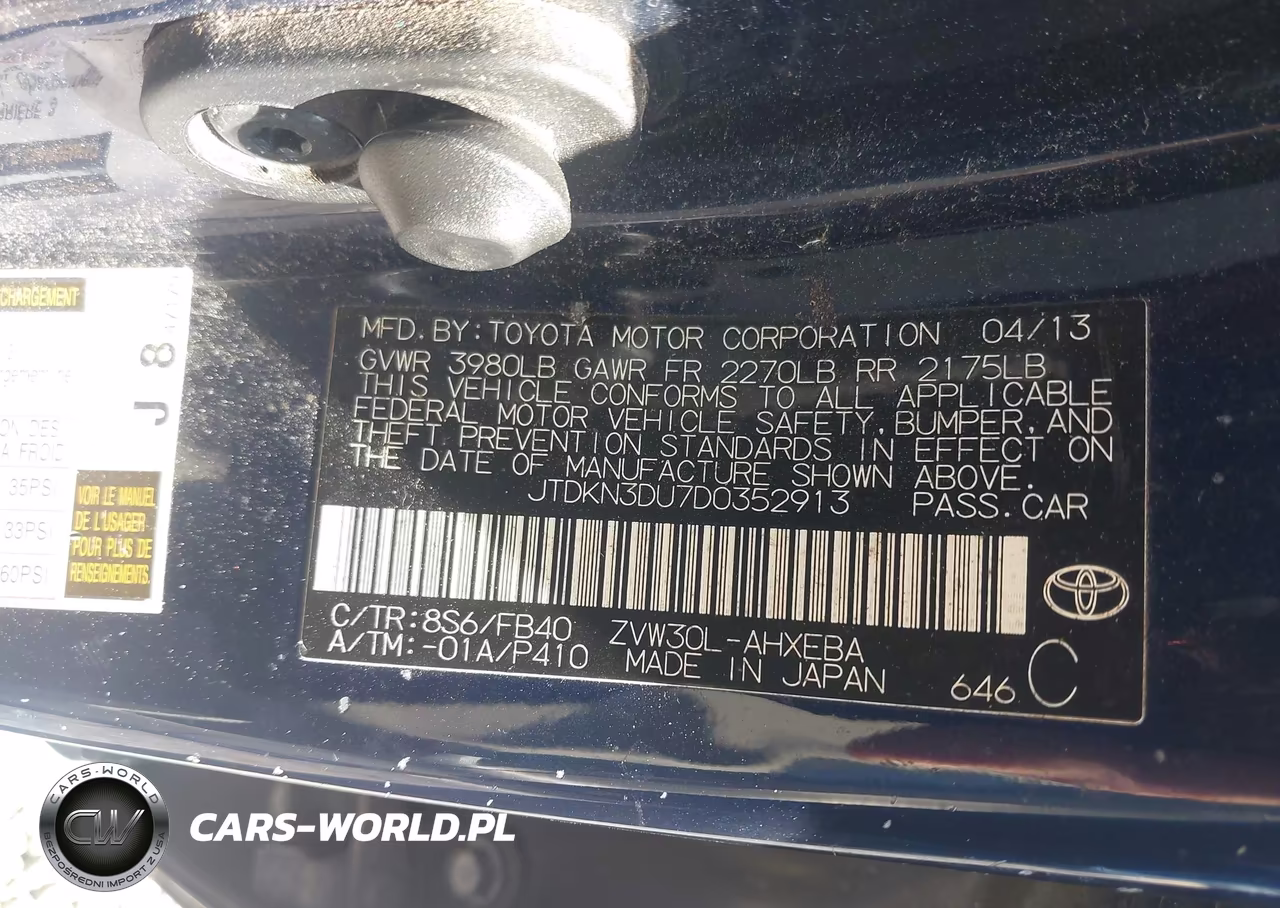 2013 Toyota Prius Three VIN:JTDKN3DU7D0352913 - 9