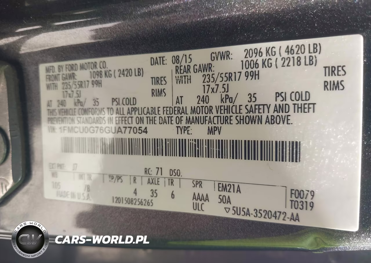 2016 Ford Escape Se VIN:1FMCU0G76GUA77054 - 9