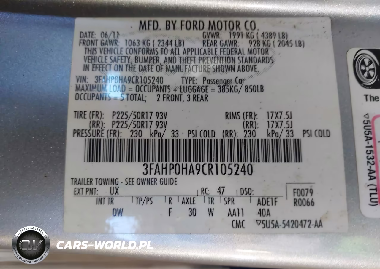 2012 Ford Fusion Se VIN:3FAHP0HA9CR105240 - 9