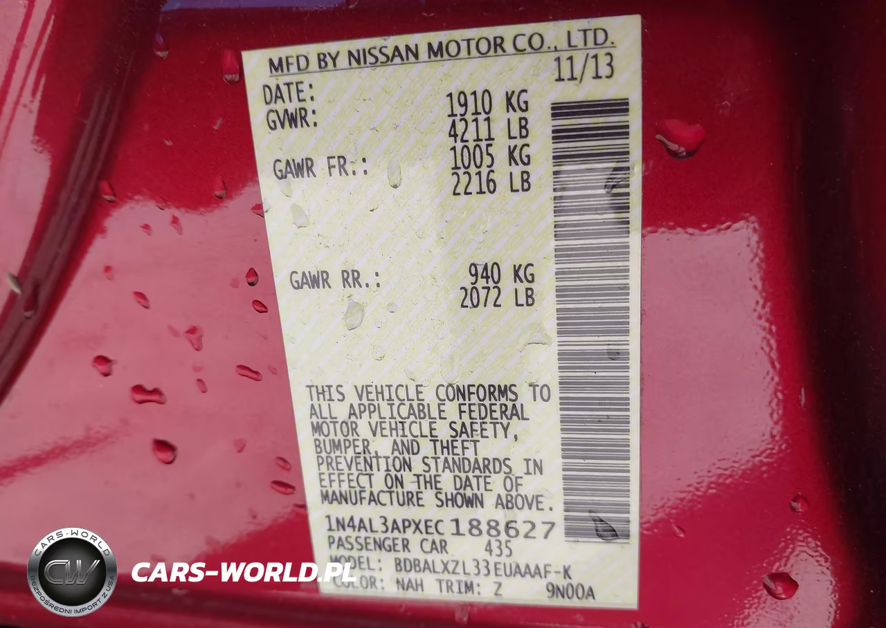 2014 Nissan Altima 2.5 Sl VIN:1N4AL3APXEC188627 - 9