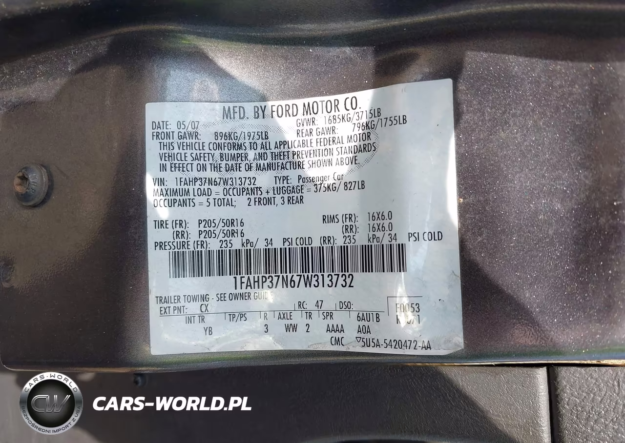 2007 Ford Focus S-Se-Ses VIN:1FAHP37N67W313732 - 9