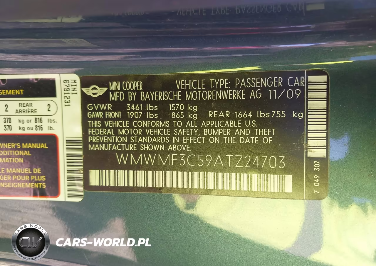 2010 Mini Cooper VIN:WMWMF3C59ATZ24703 - 9