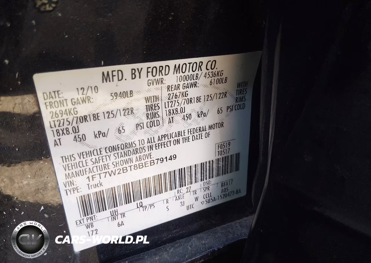 2011 Ford F-250 Lariat VIN:1FT7W2BT8BEB79149 - 9