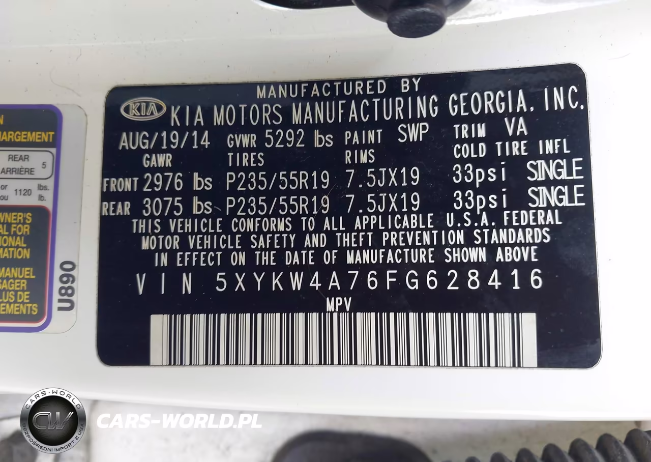 2015 Kia Sorento Sx V6 VIN:5XYKW4A76FG628416 - 9