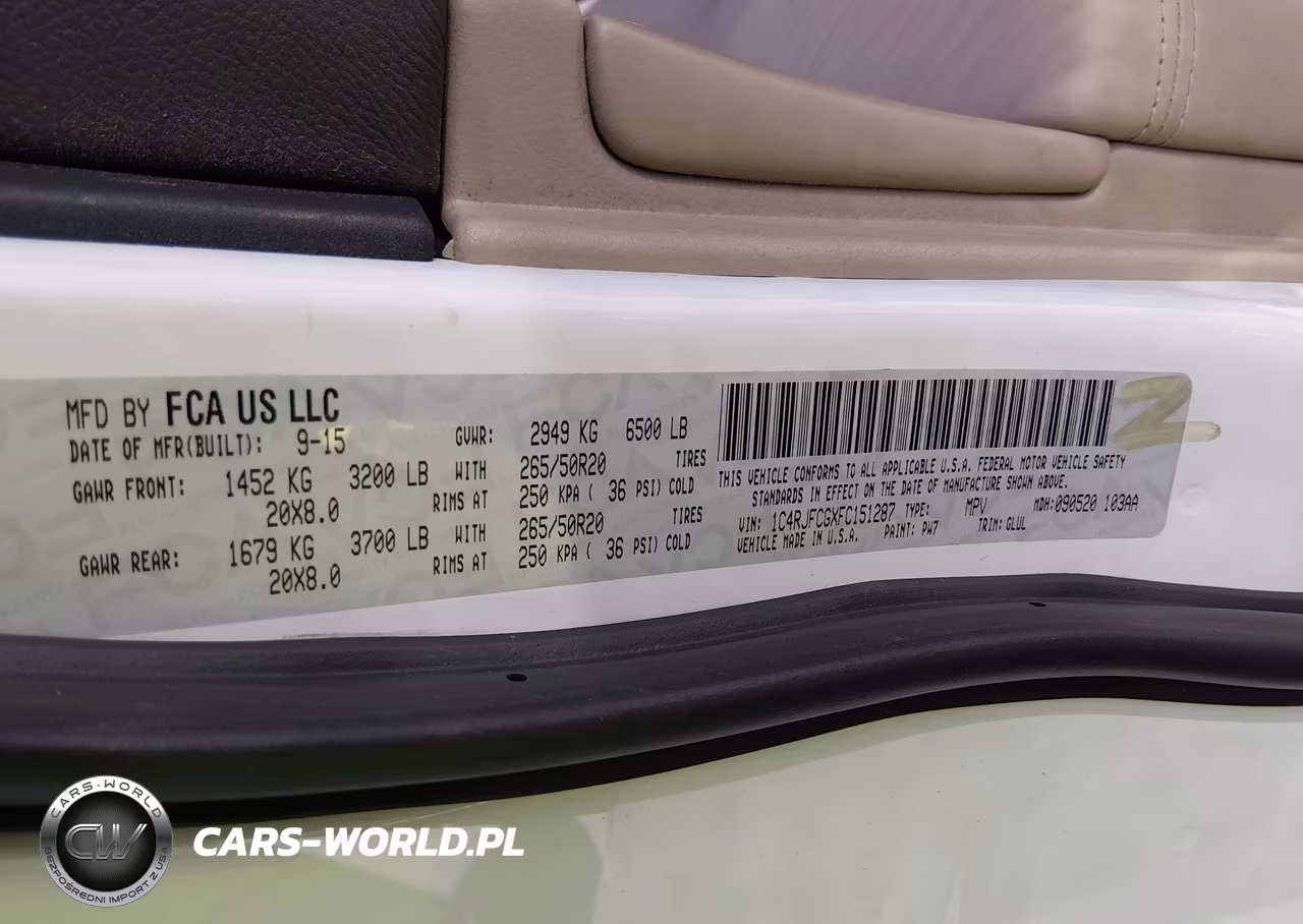 2015 Jeep Grand Cherokee Overland VIN:1C4RJFCGXFC151287 - 9