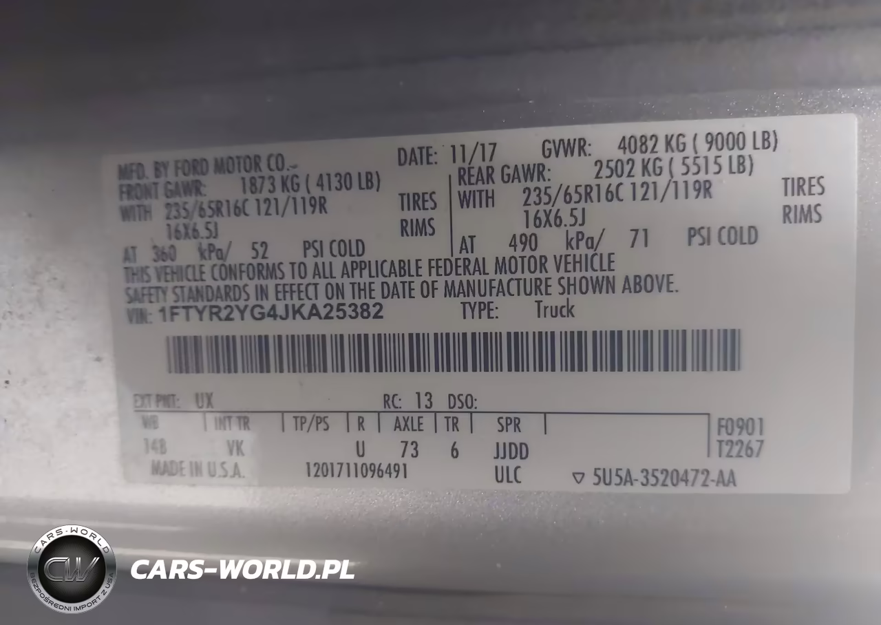 2018 Ford Transit-250 VIN:1FTYR2YG4JKA25382 - 9