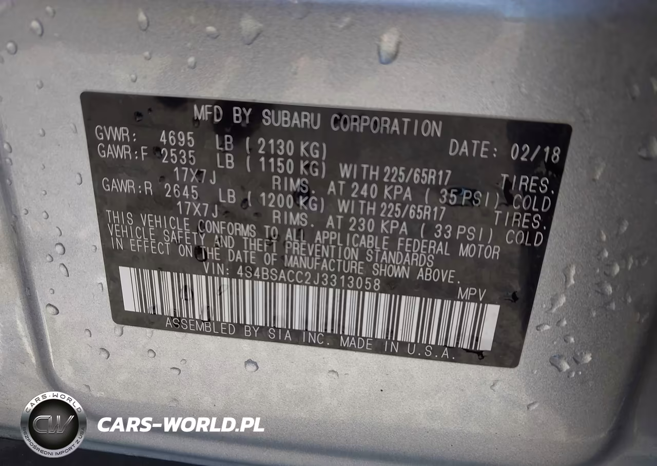 2018 Subaru Outback 2.5I Premium VIN:4S4BSACC2J3313058 - 9