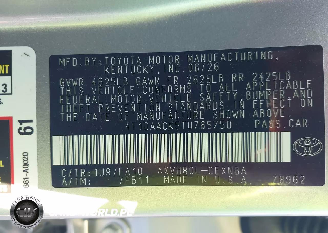 2026 Toyota Camry Le VIN:4T1DAACK5TU765750 - 9