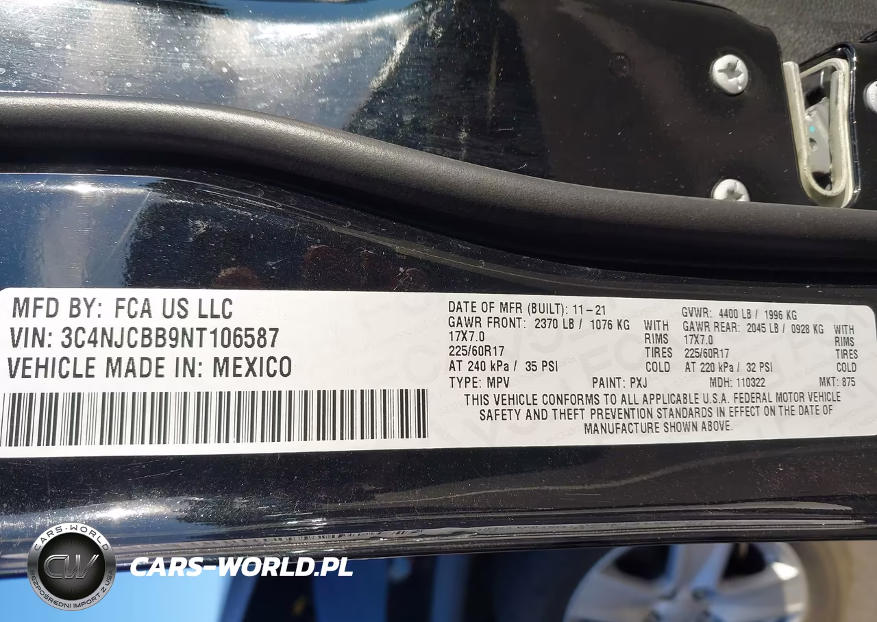 2022 Jeep Compass Latitude Fwd VIN:3C4NJCBB9NT106587 - 9