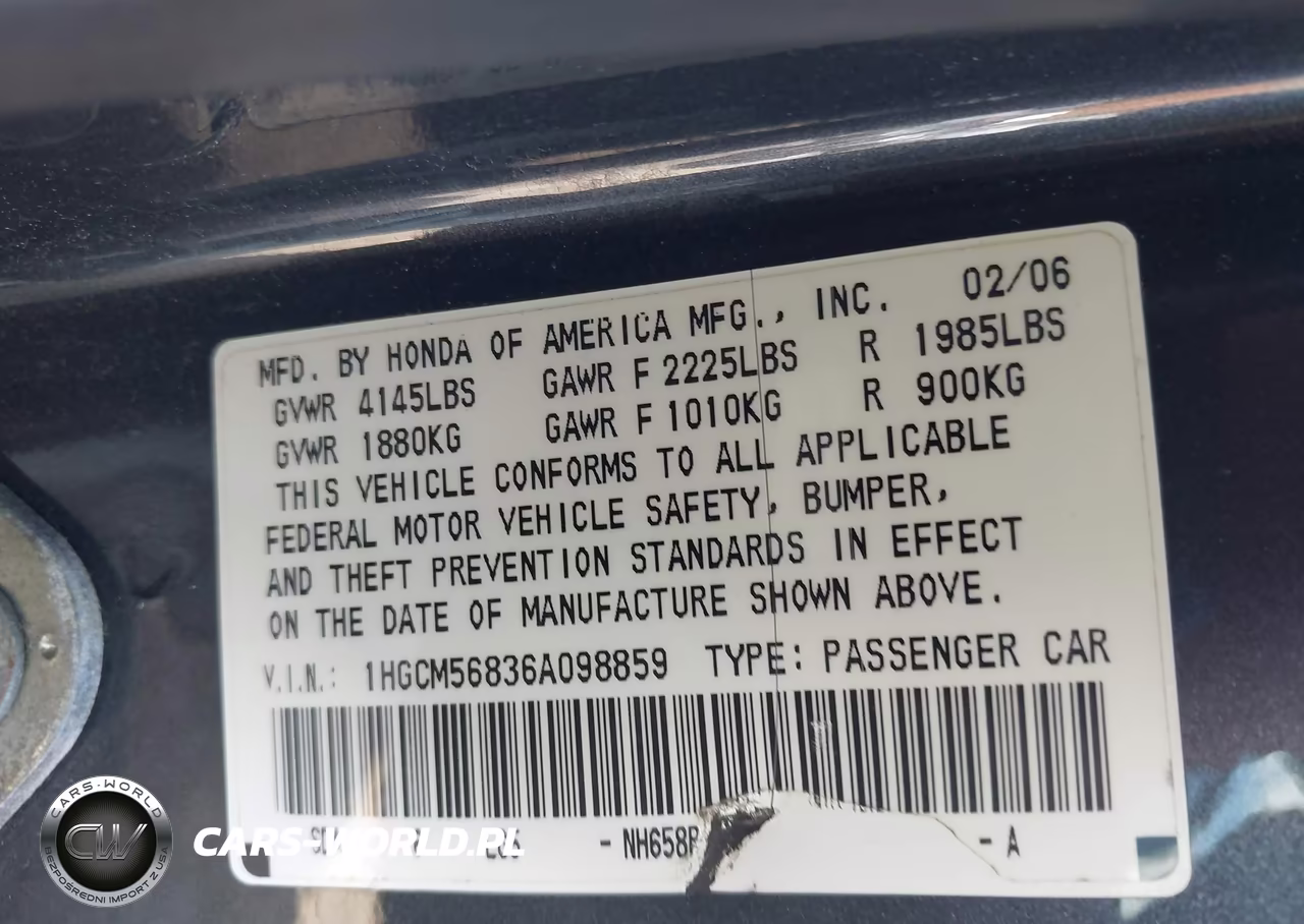 2006 Honda Accord 2.4 Ex VIN:1HGCM56836A098859 - 9