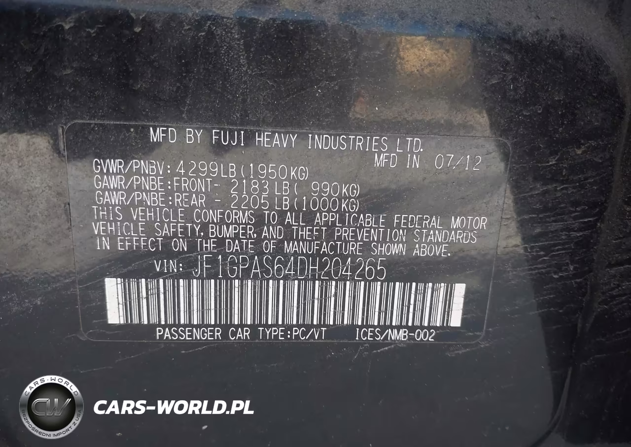 2013 Subaru Impreza 2.0I Sport Limited VIN:JF1GPAS64DH204265 - 9
