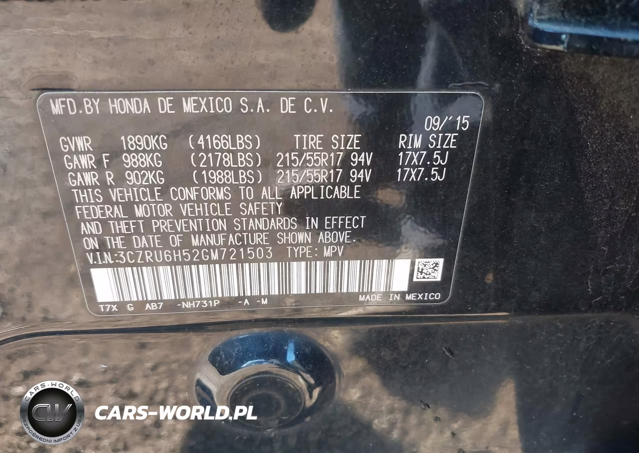2016 Honda Hr-V Ex VIN:3CZRU6H52GM721503 - 9