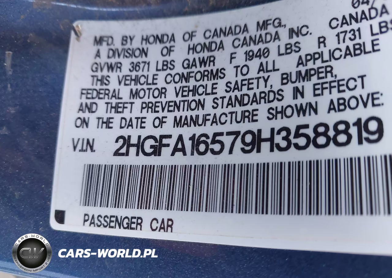 2009 Honda Civic Lx VIN:2HGFA16579H358819 - 9