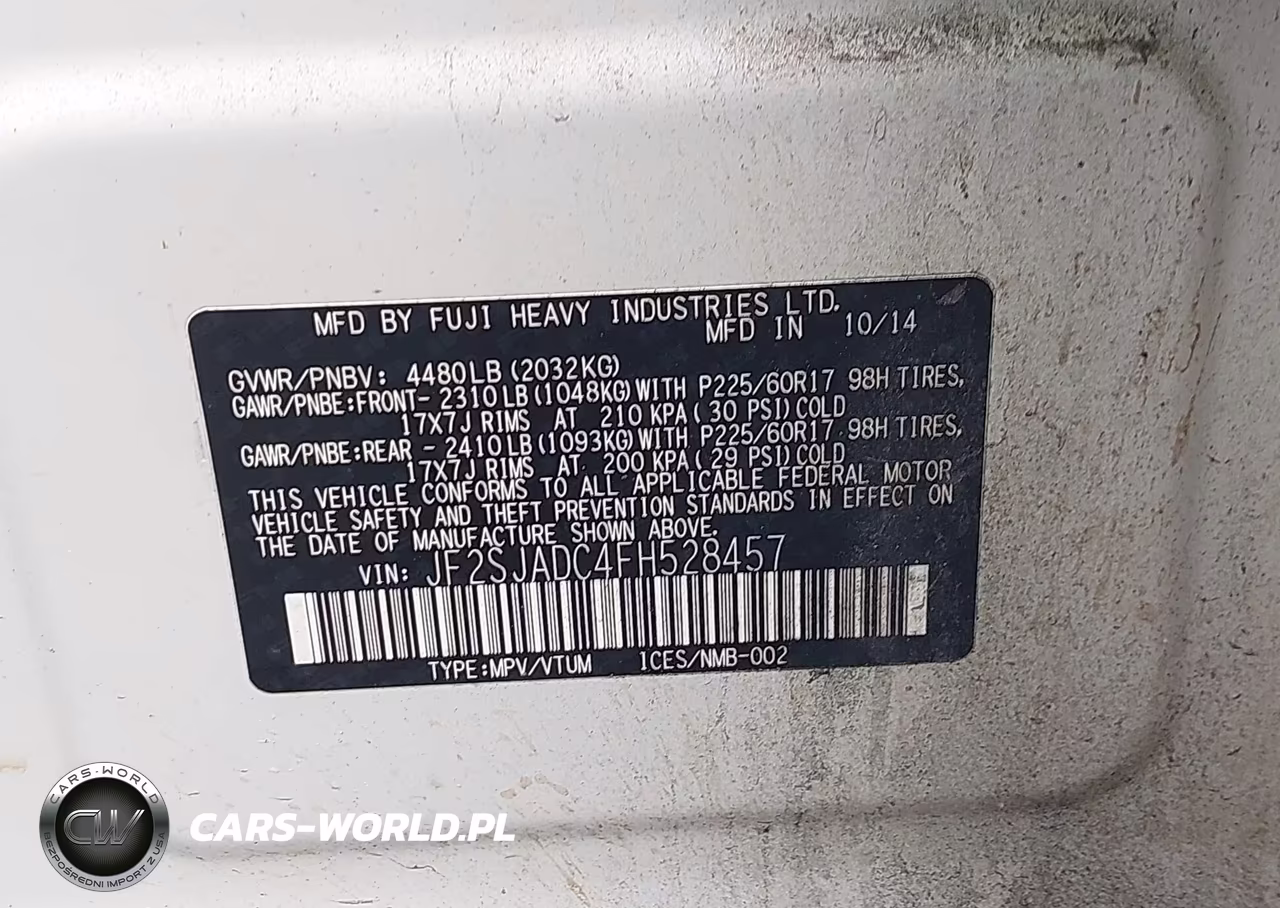 2015 Subaru Forester 2.5I Premium VIN:JF2SJADC4FH528457 - 9