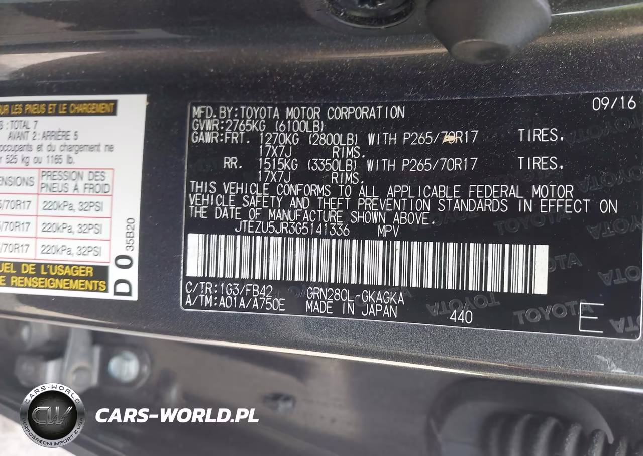 2016 Toyota 4Runner Sr5 VIN:JTEZU5JR3G5141336 - 9