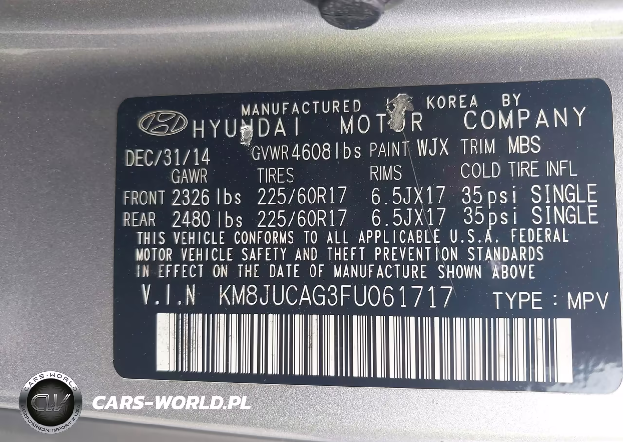 2015 Hyundai Tucson Se VIN:KM8JUCAG3FU061717 - 9