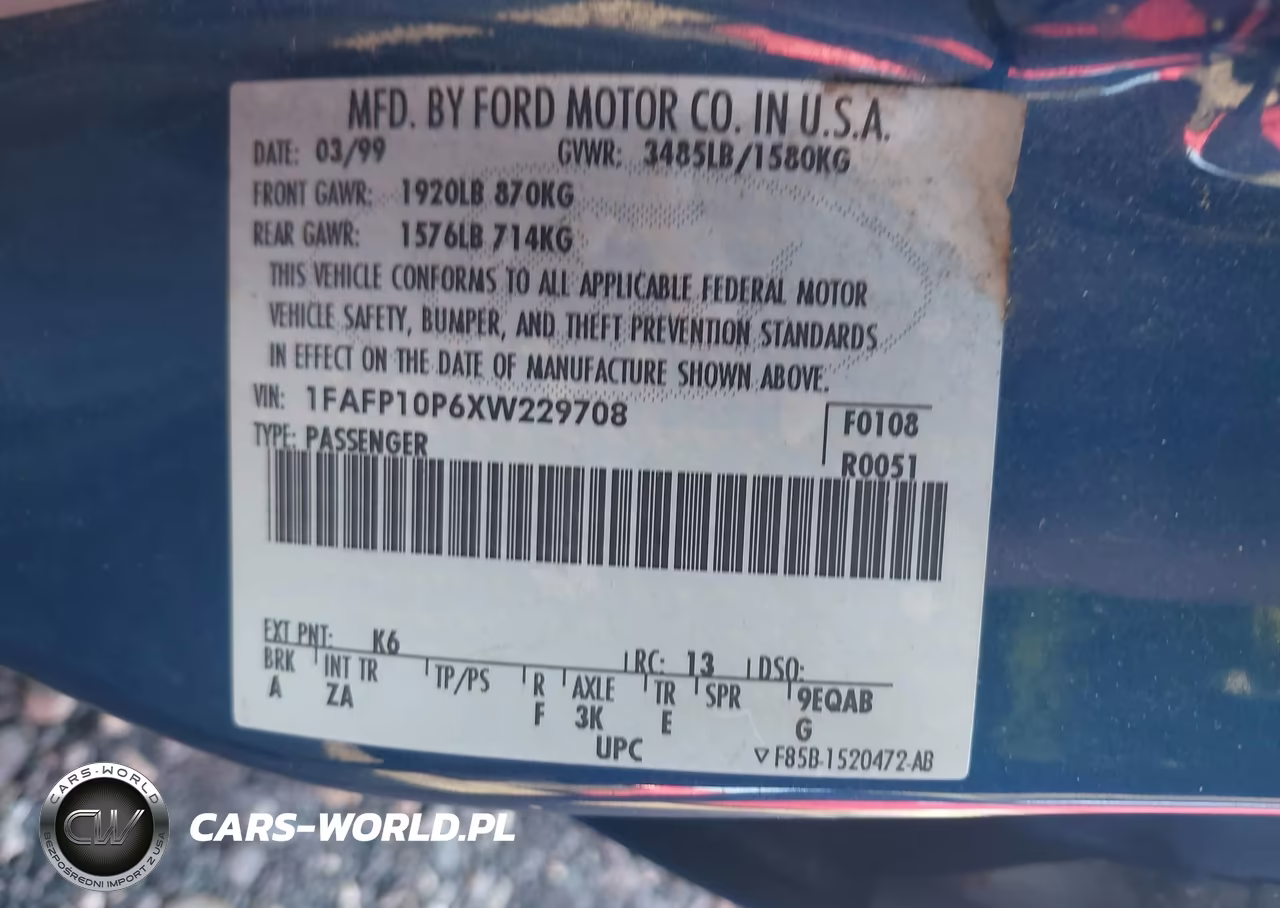 1999 Ford Escort Lx VIN:1FAFP10P6XW229708 - 9