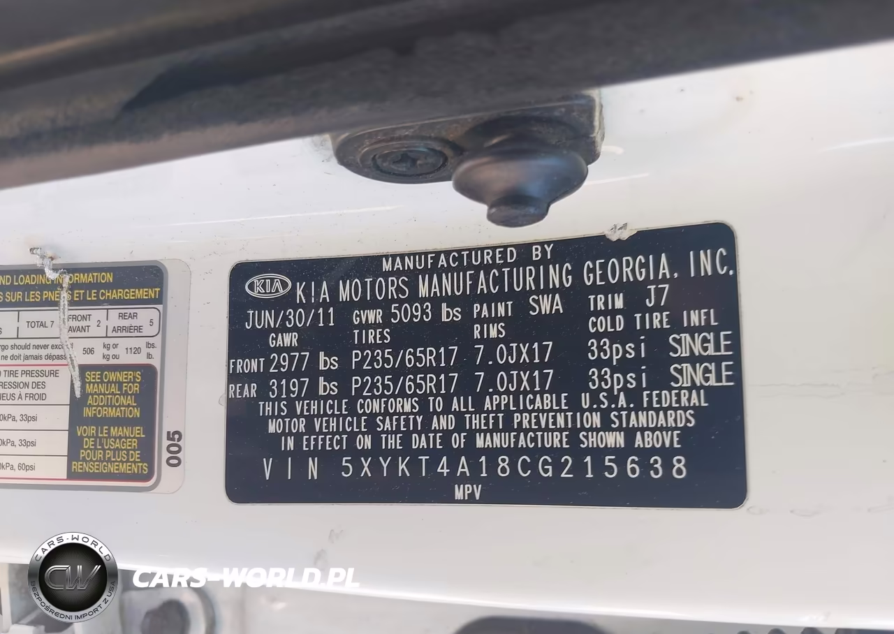 2012 Kia Sorento Lx VIN:5XYKT4A18CG215638 - 9