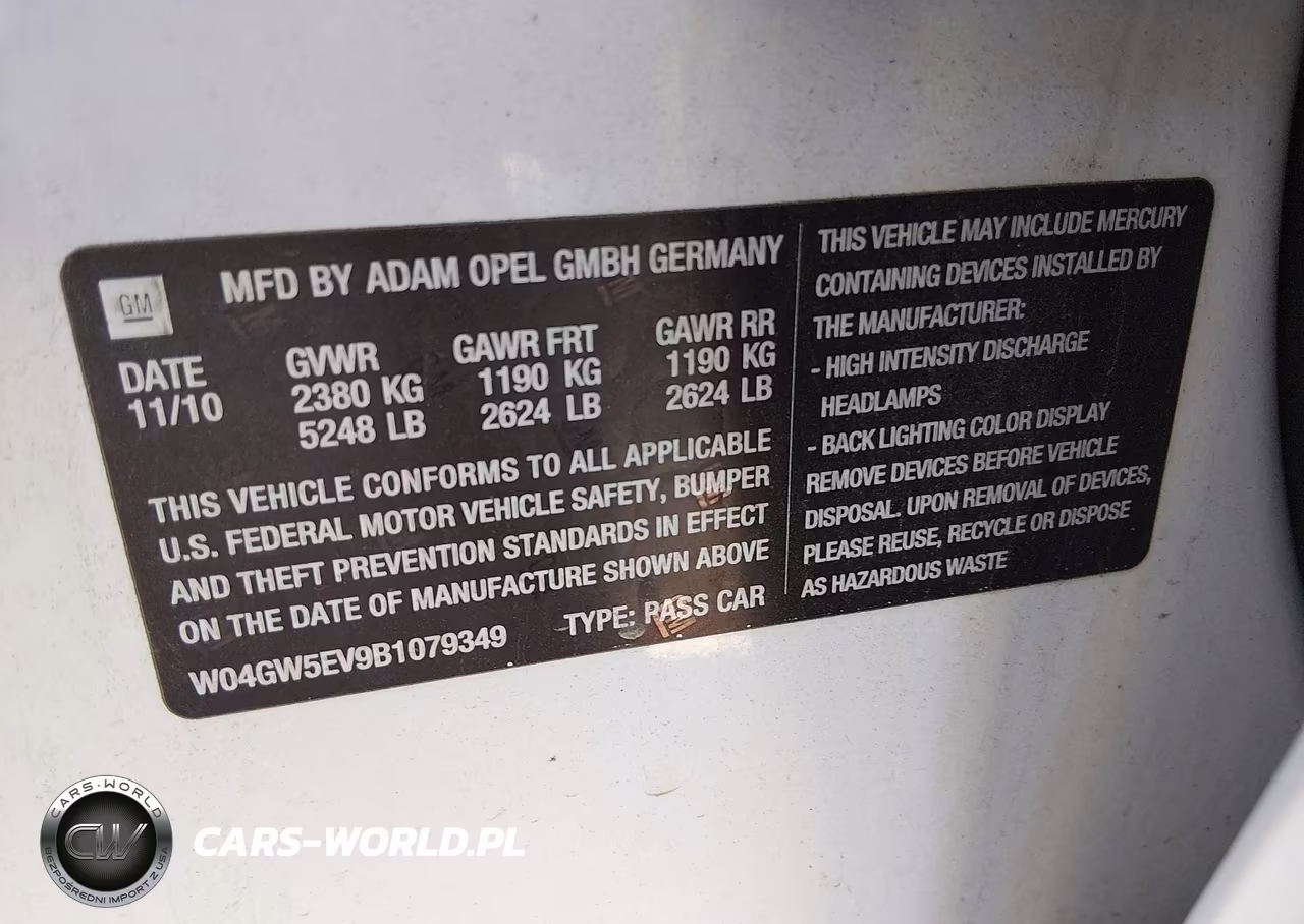 2011 Buick Regal Cxl Turbo Russelsheim VIN:W04GW5EV9B1079349 - 9