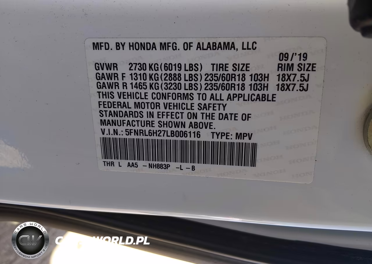 2020 Honda Odyssey Lx VIN:5FNRL6H27LB006116 - 9