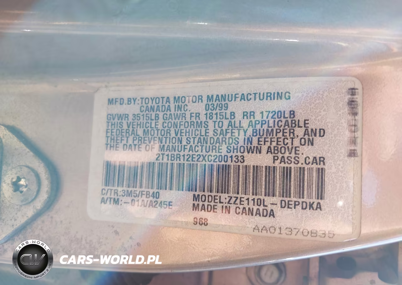 1999 Toyota Corolla Ve-Ce-Le VIN:2T1BR12E2XC200133 - 9