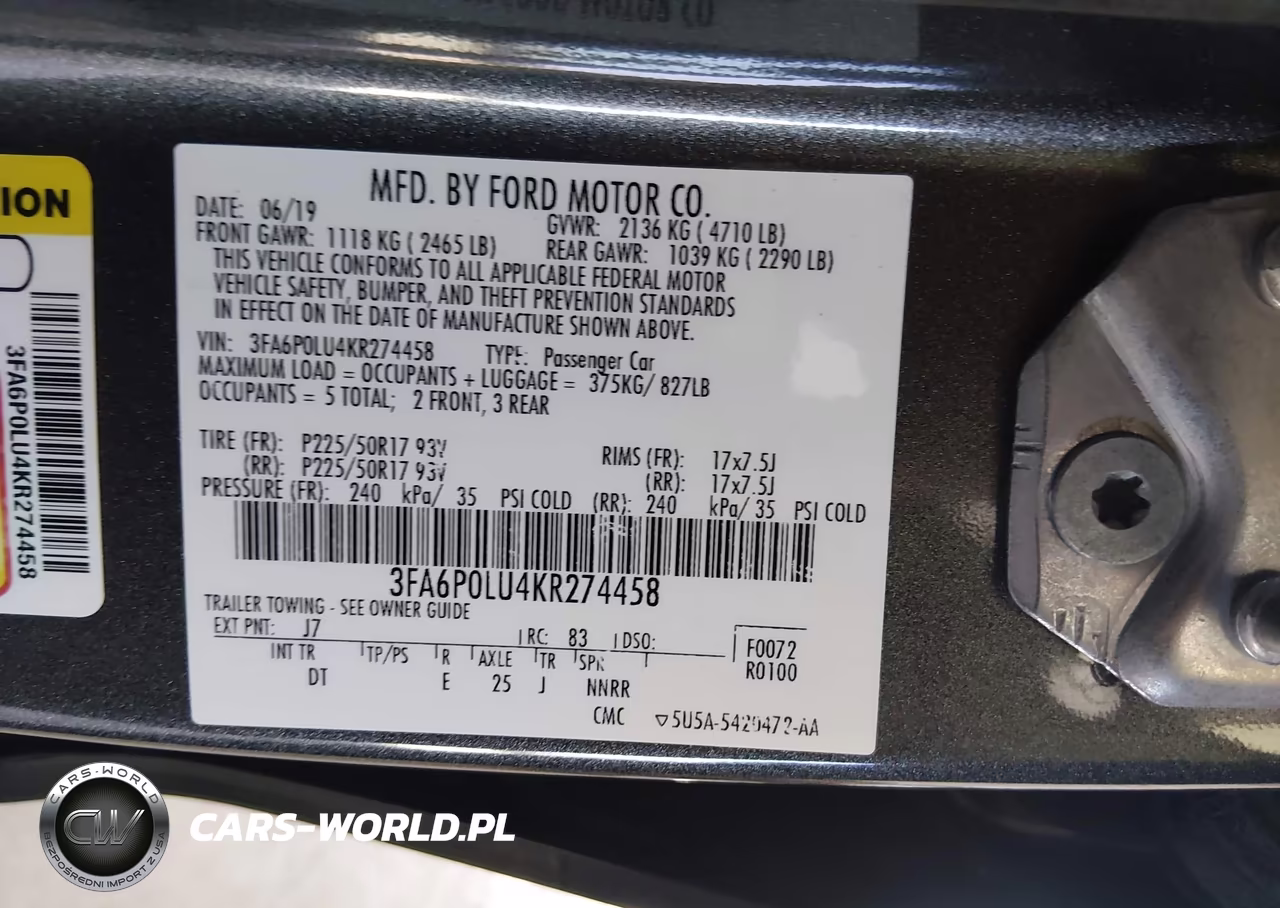 2019 Ford Fusion Hybrid Se VIN:3FA6P0LU4KR274458 - 9