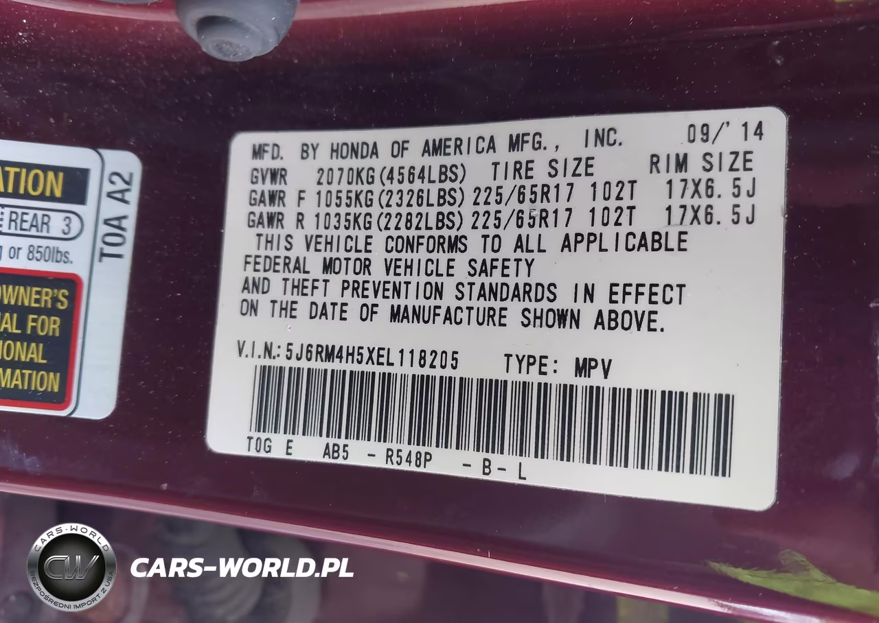 2014 Honda Cr-V Ex VIN:5J6RM4H5XEL118205 - 9