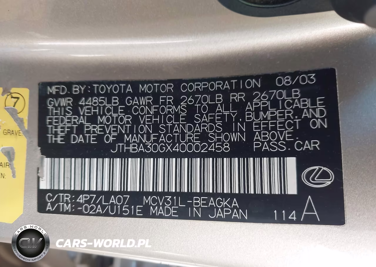 2004 Lexus Es 330 VIN:JTHBA30GX40002458 - 9