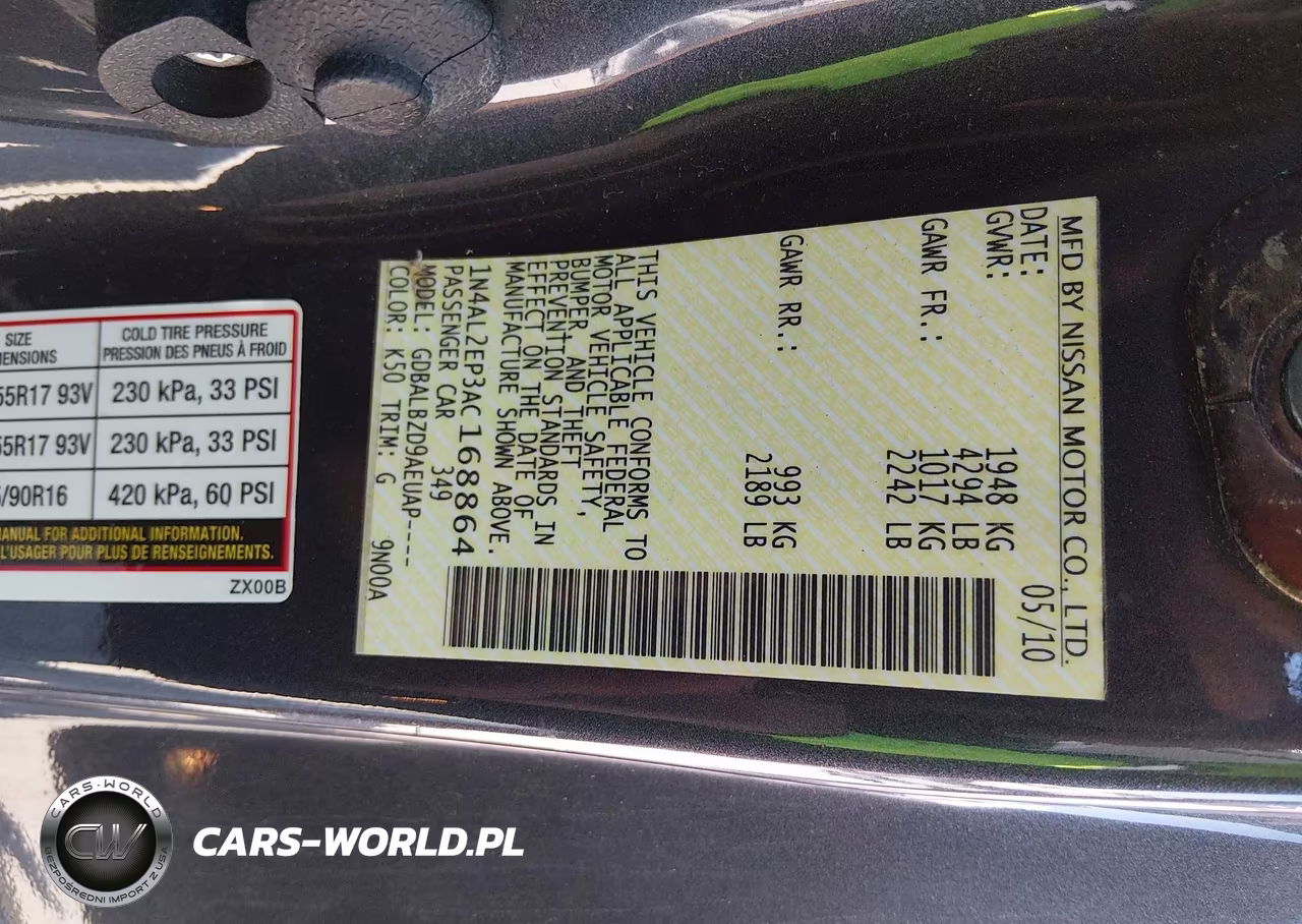 2010 Nissan Altima 2.5 S VIN:1N4AL2EP3AC168864 - 9