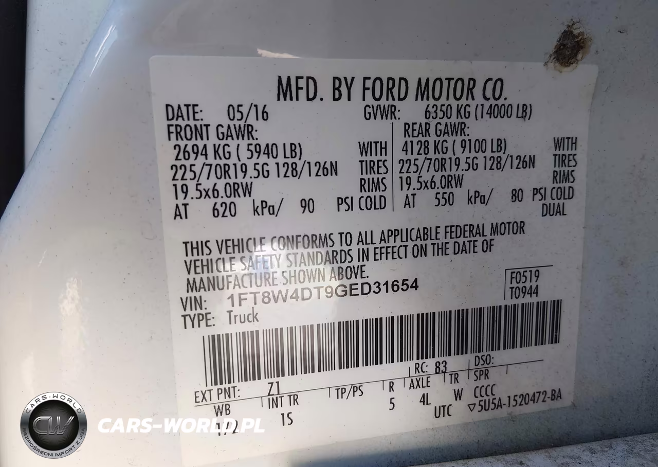2016 Ford F-450 Xl VIN:1FT8W4DT9GED31654 - 9
