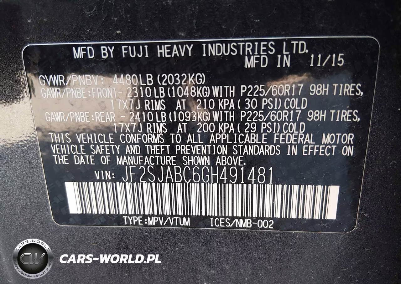 2016 Subaru Forester 2.5I VIN:JF2SJABC6GH491481 - 9