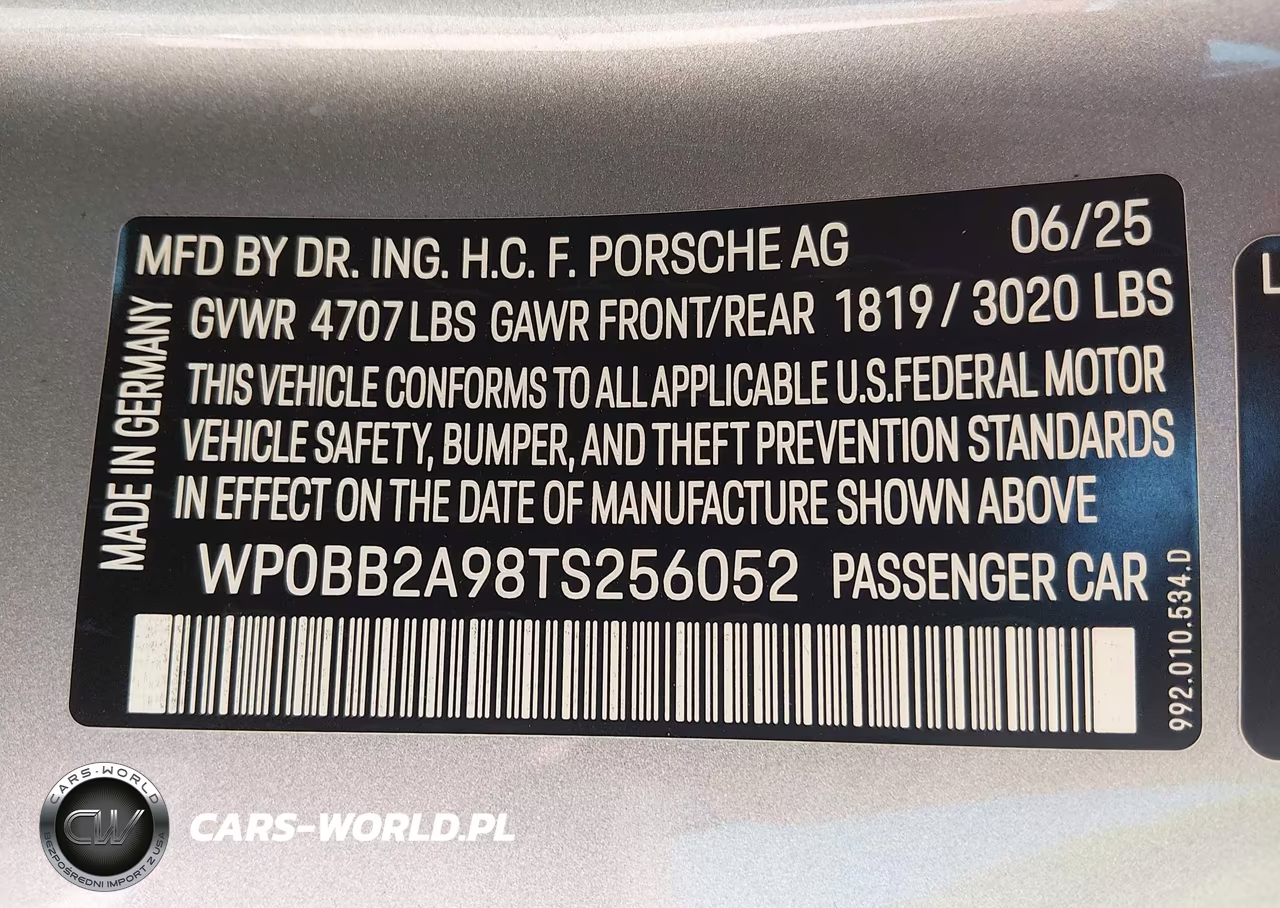 2026 Porsche 911 Targa 4 Gts VIN:WP0BB2A98TS256052 - 9
