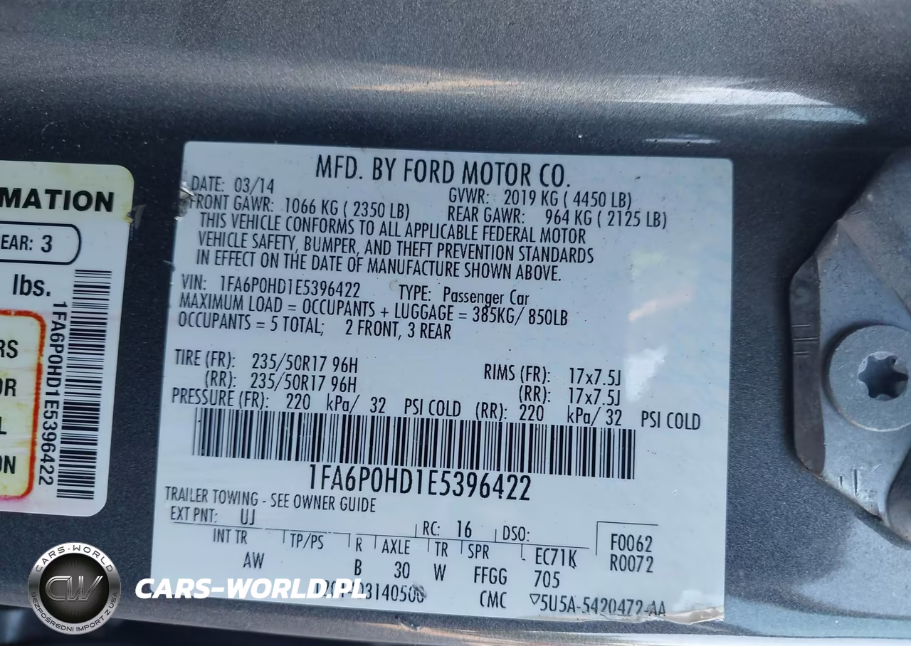 2014 Ford Fusion Se VIN:1FA6P0HD1E5396422 - 9