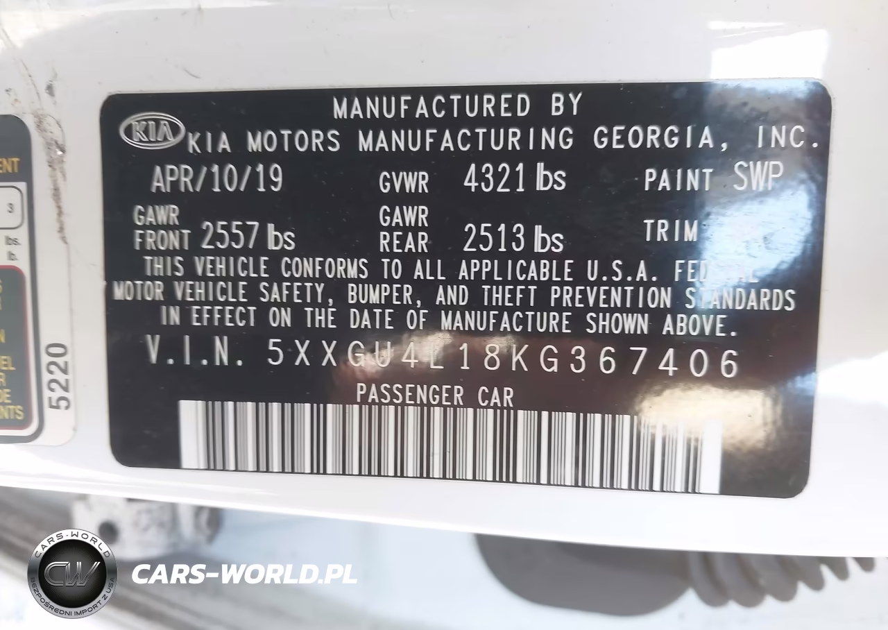 2019 Kia Optima Ex VIN:5XXGU4L18KG367406 - 9