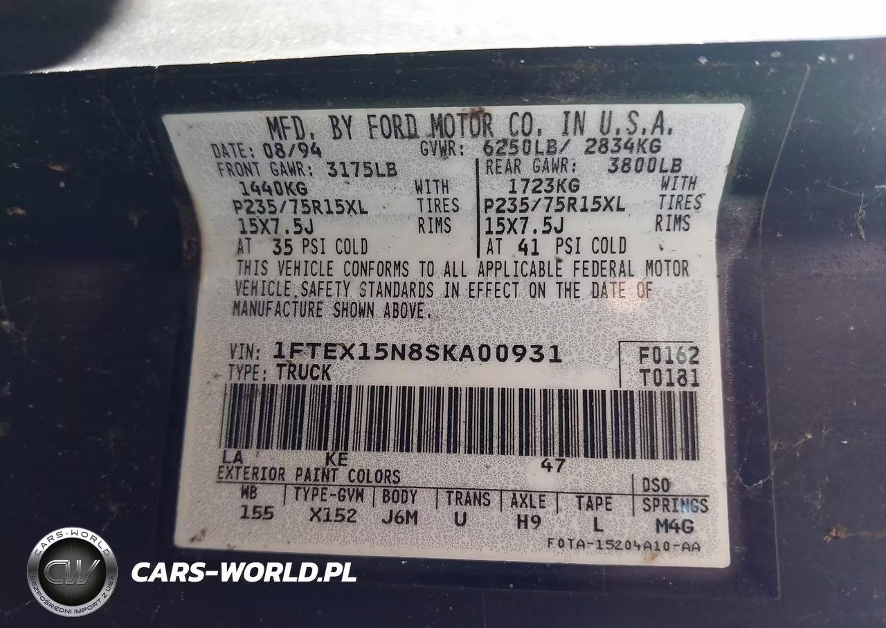 1995 Ford F150 VIN:1FTEX15N8SKA00931 - 9