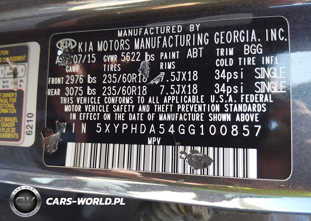 2016 Kia Sorento 3.3L Ex VIN:5XYPHDA54GG100857 - 9