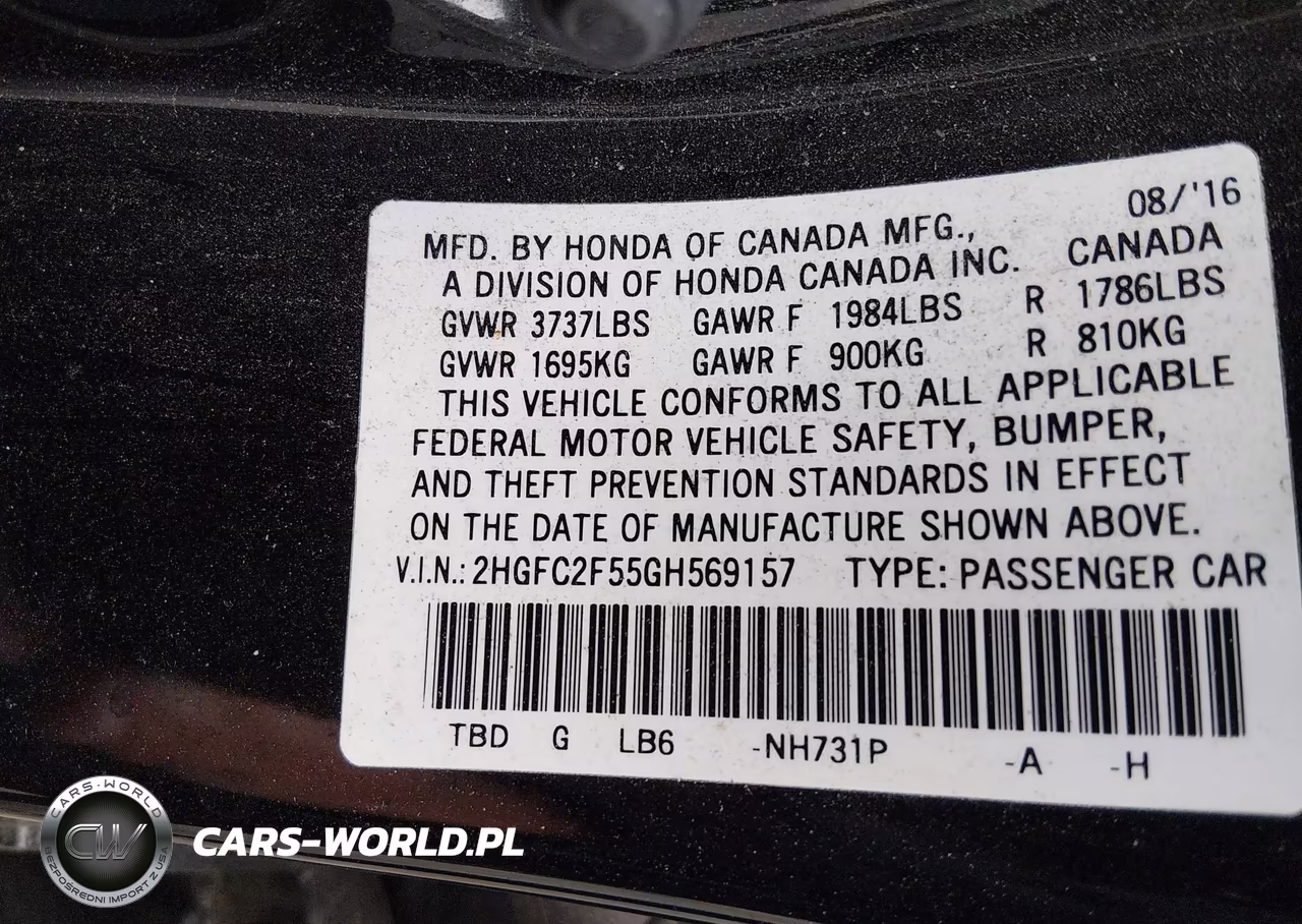 2016 Honda Civic Lx VIN:2HGFC2F55GH569157 - 9
