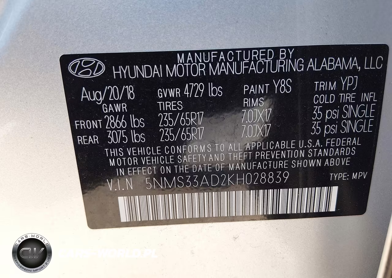 2019 Hyundai Santa Fe Sel VIN:5NMS33AD2KH028839 - 9