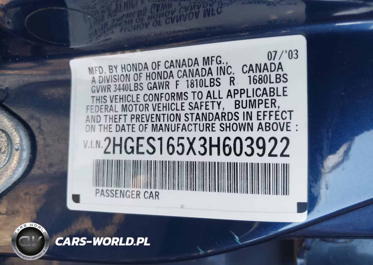 2003 Honda Civic Lx VIN:2HGES165X3H603922 - 9