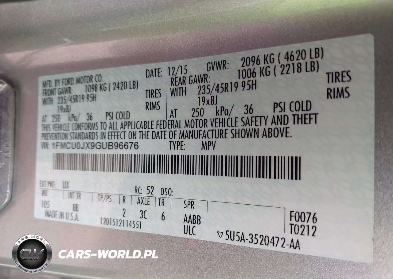 2016 Ford Escape Titanium VIN:1FMCU0JX9GUB96676 - 9