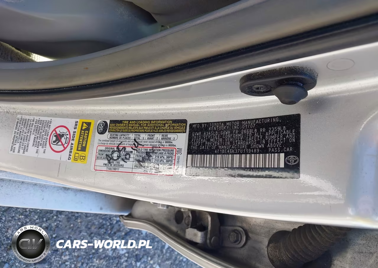 2007 Toyota Camry Le VIN:4T1BE46K37U119489 - 9
